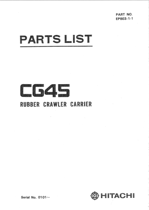 Hitachi CG45 Crawler Carriers Parts Catalog Manual - EP80311