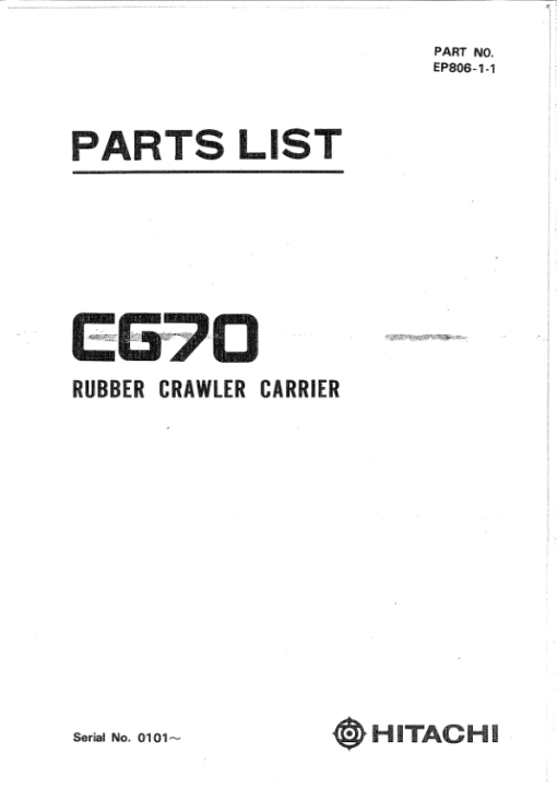 Hitachi CG70 Crawler Carriers Parts Catalog Manual - EP80611