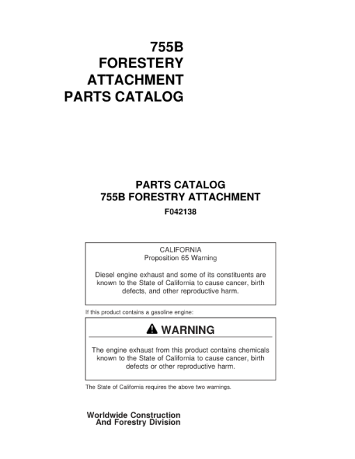 Timberjack 755B Harvesting Heads (SN 34976-) Parts Catalog Manual