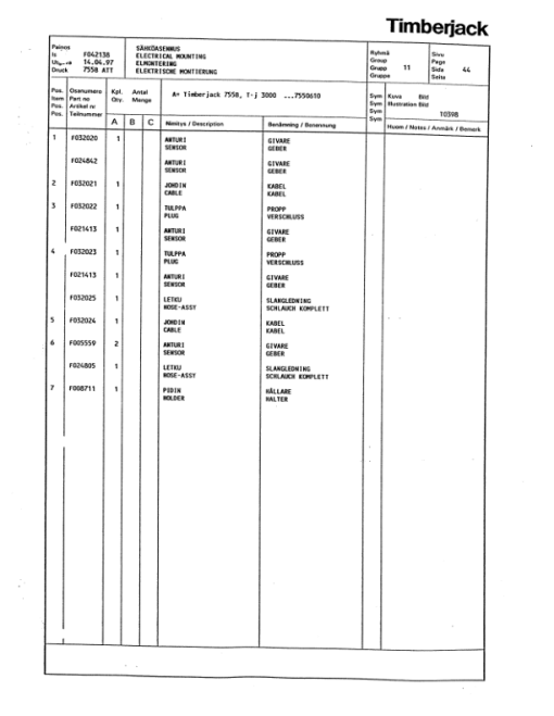 Timberjack 755B Harvesting Heads (SN 34976-) Parts Catalog Manual - Image 2