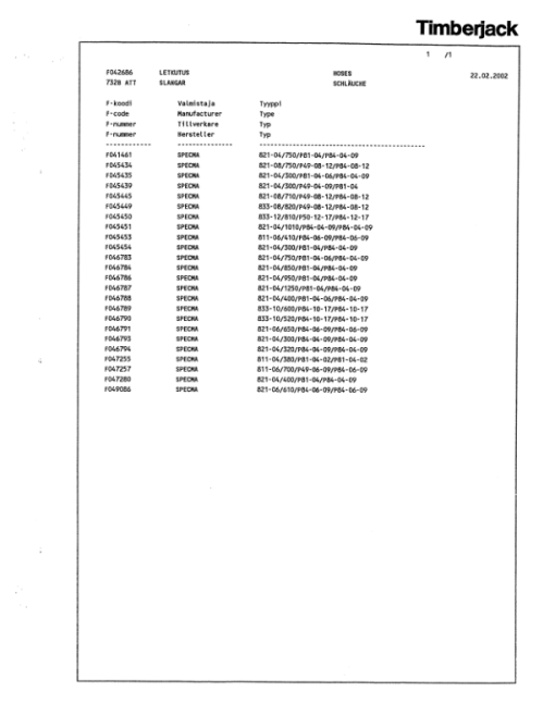 Timberjack 732B Harvesting Heads Parts Catalog Manual - Image 4