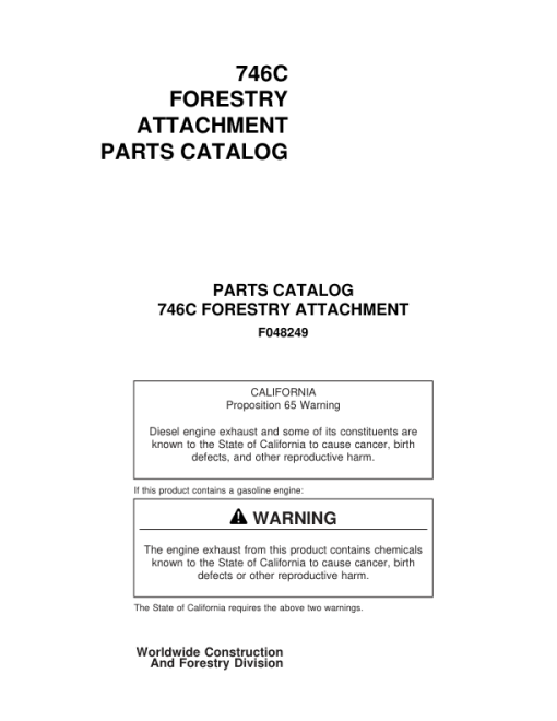 Timberjack 746C Harvesting Heads (SN 36894-) Parts Catalog Manual - F048249