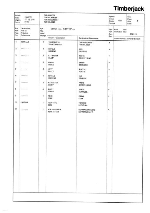 Timberjack 810C Forwarders (SN 17DA1187-) Parts Catalog Manual - Image 3