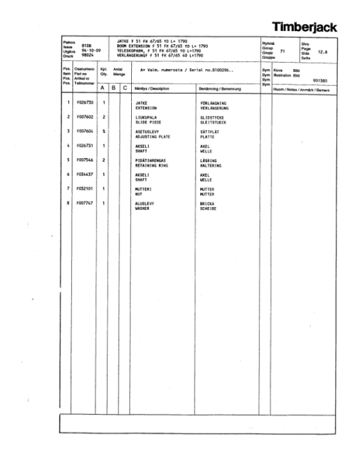 Timberjack 810B Forwarders (SN 8100296-) Parts Catalog Manual - Image 2