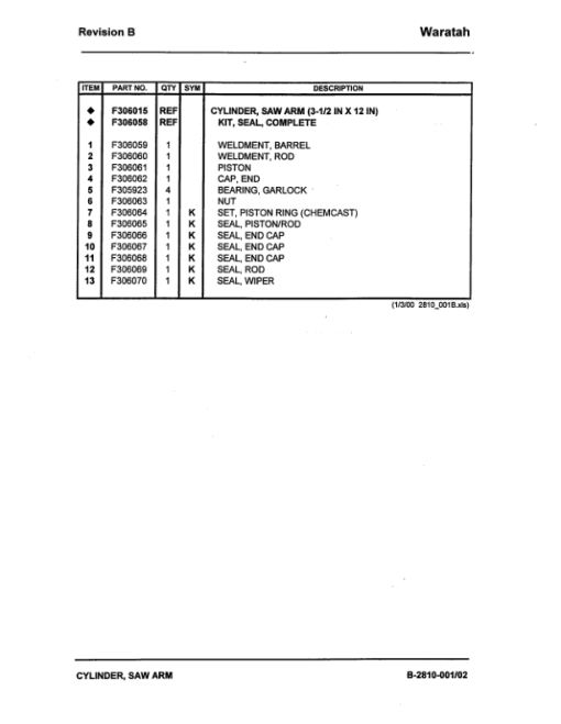 Waratah SD160, SS160 Circle Saw Slashers Loader Attachments Parts Catalog Manual - Image 3