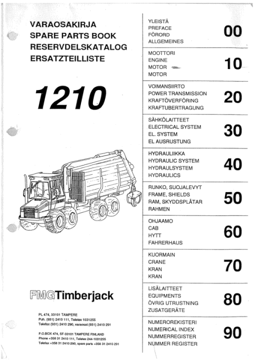 Timberjack 1210 Forwarders (SN –12100173) Parts Catalog Manual