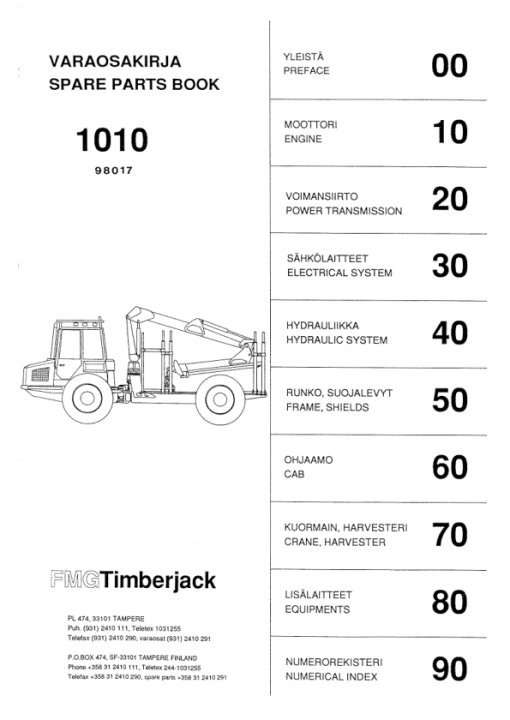 Timberjack 1010 Forwarders (SN 10101383–) Parts Catalog Manual - F98017