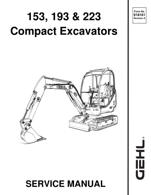 Gehl GE 153, GE 193, GE 223 Excavator Repair Service Manual - Image 3