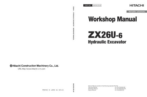 Hitachi ZX26U-6 Mini Excavator Service Repair Manual