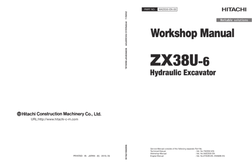 Hitachi ZX38U-6 Mini Excavator Service Repair Manual