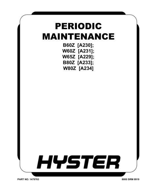 Hyster B60Z Pallet Truck A230 Series Repair Manual