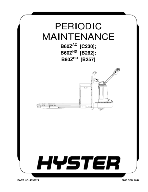 Hyster B60ZAC Pallet Truck C230 Series Repair Manual