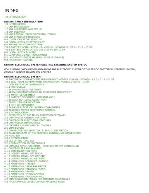 Hyster C1.0, C1.3, V30XMU Man-Up Turret Trucks A467 Series Repair Manual - Image 2