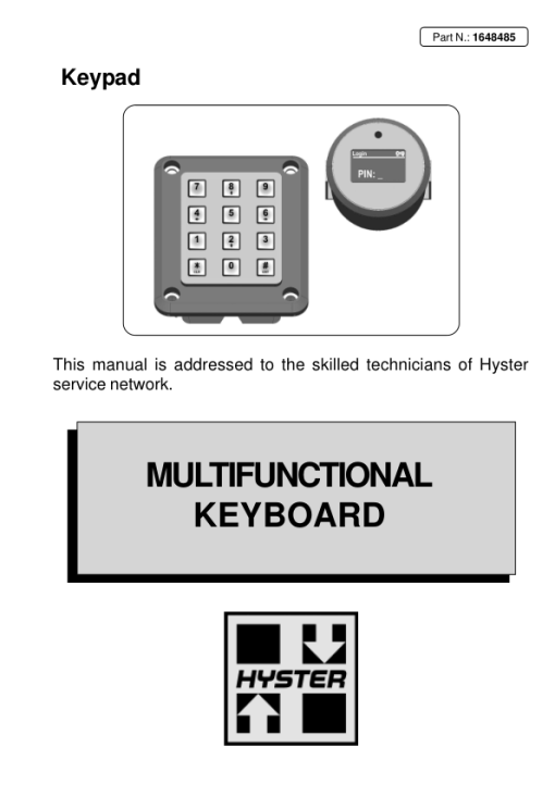 Hyster C60XT2, C80XT2 Pallet Trucks A499 Series Repair Manual