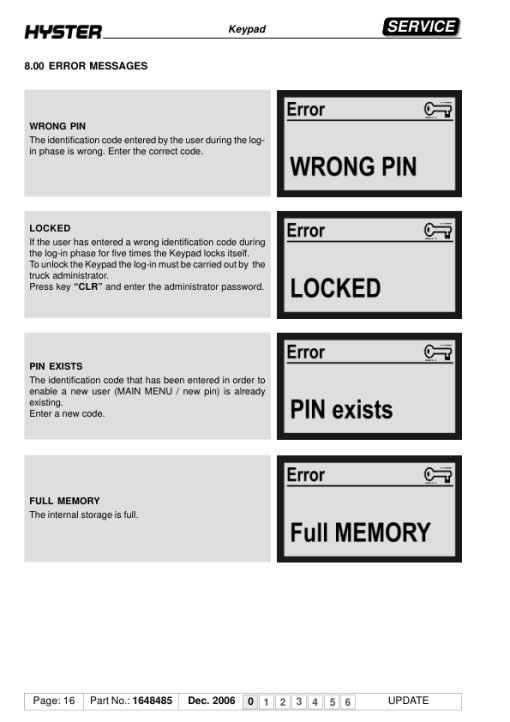 Hyster C60XT2, C80XT2 Pallet Trucks A499 Series Repair Manual - Image 3