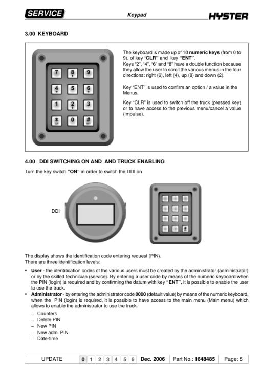 Hyster C60XT2, C80XT2 Pallet Trucks A499 Series Repair Manual - Image 5