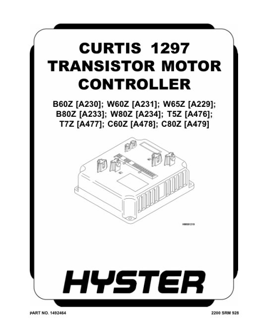 Hyster C60Z Pallet Truck A478 Series Repair Manual