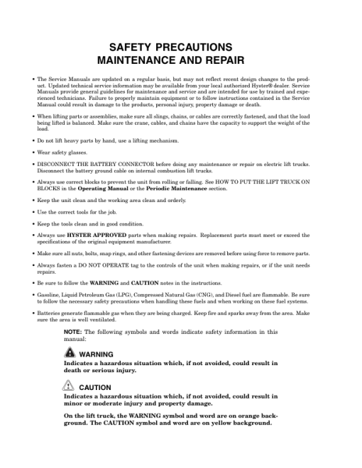 Hyster C60Zac Pallet Truck B478 Series Repair Manual