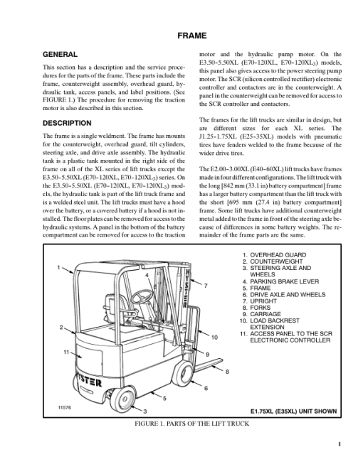 Hyster E25XL, E30XL, E35XL Electric Forklift Truck C114 Series Repair Manual (USA)