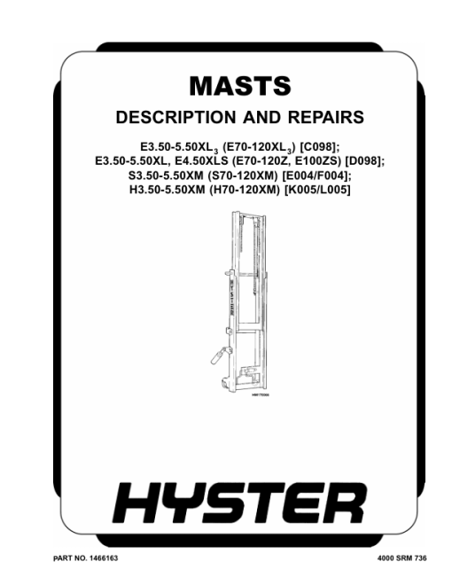 Hyster E3.50XL, E4.00XL, E4.50XL, E4.50XLS, E5.50XL Electric Forklift Truck D098 Series Repair Manual - Image 6