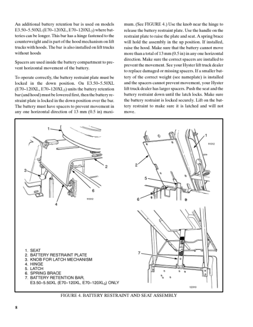 Hyster E70XL, E80XL, E100XL, E100XLS, E120XL Electric ForkLift Truck C098 Series Repair Manual (USA) - Image 4