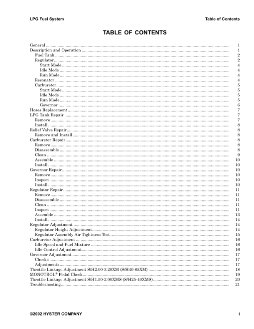 Hyster H1.50XM, H1.75XM, H2.00XMS Forklift Truck E001 Series Repair Manual (EU) - Image 4