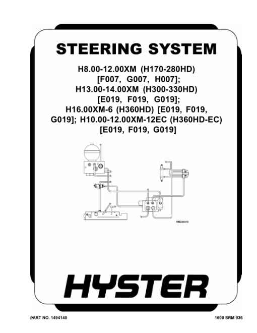 Hyster H1050HD-16CH, H1150HD-16CH Forklift Truck G117 Series Repair Manual (USA)