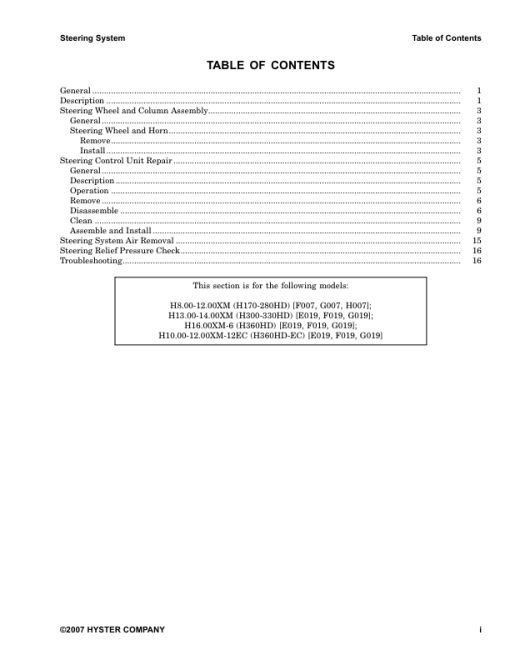 Hyster H1050HD-16CH, H1150HD-16CH Forklift Truck G117 Series Repair Manual (USA) - Image 2