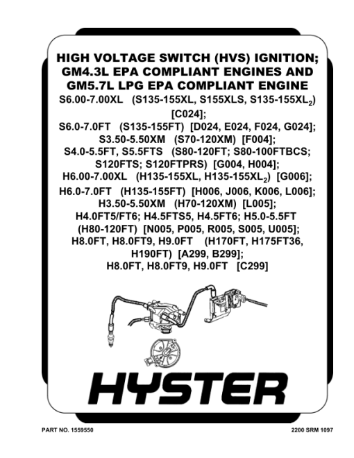 Hyster H135FT, H155FT Diesel & LPG Forklift Truck K006 Series Repair Manual (USA)