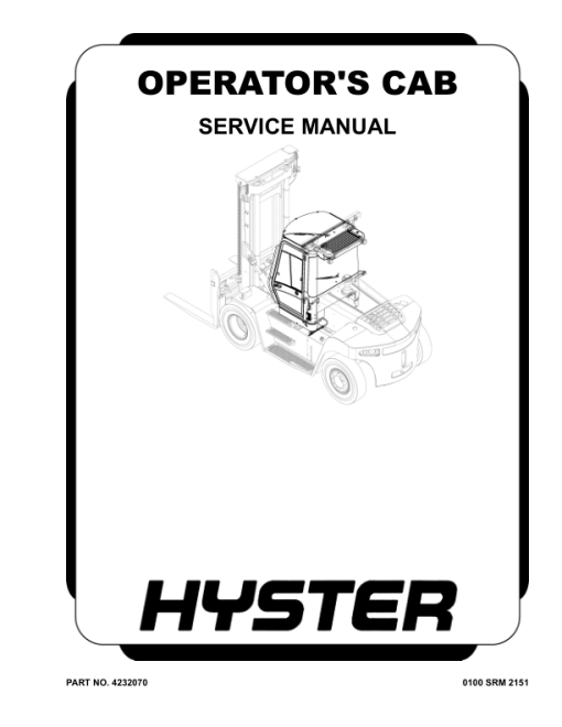 Hyster H190HD2, H210HD2, H230HD2, H230HDS2, H250HD2, H280HD2 Forklift N007 Series Repair Manual