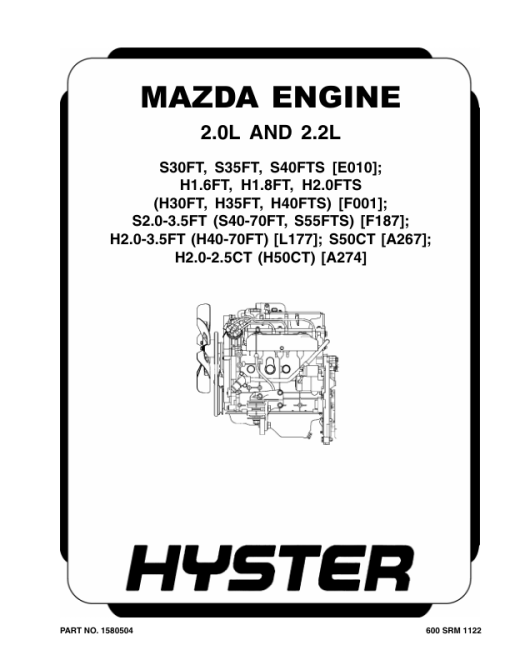 Hyster H2.0CT, H2.5CT Diesel & LPG Forklift Truck A274 Series Repair Manual (EU)