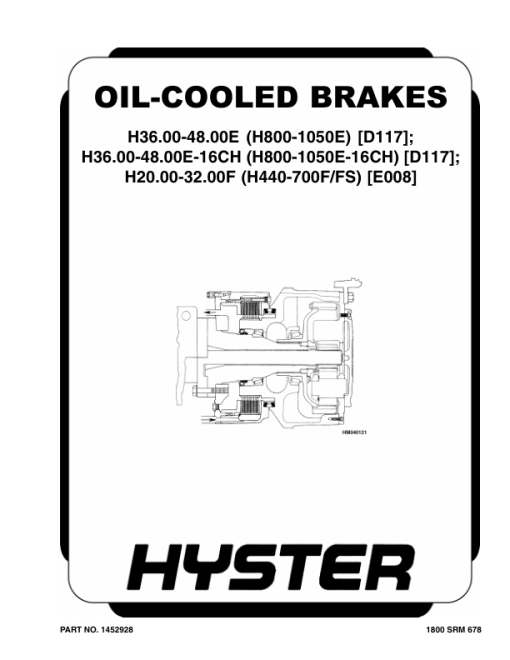 Hyster H20.00F, H22.00F, H25.00F, H28.00F, H32.00F Forklift Truck E008 Series Repair Manual (EU)