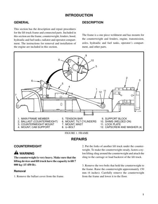 Hyster H36.00C, H40.00C, H44.00C, H48.00CH Forklift Truck C117 SeriesRepair Manual (EU)