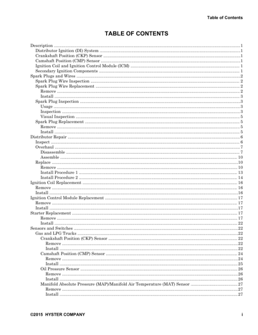 Hyster H6.0FT, H7.0FT Diesel & LPG Forklift Truck H006 Series Repair Manual (EU) - Image 3