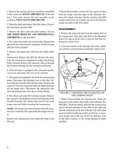 Hyster H60E, H70E, H80E, H100E, H110E Forklift Truck D005 Series Repair Manual (USA)