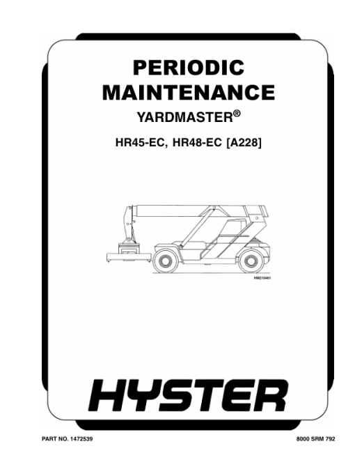 Hyster HR45-EC, HR48-EC Diesel Counter Balanced Truck Type A228 Repair Manual