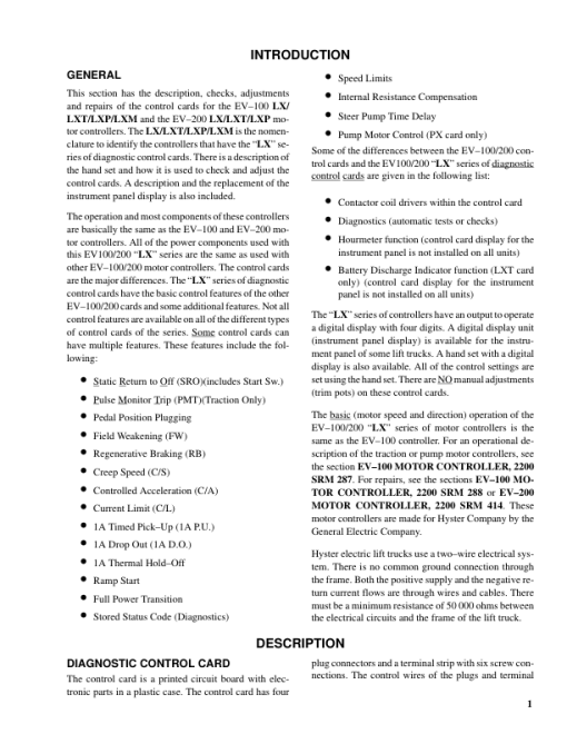 Hyster J1.60XMT, J1.80XMT, J2.00XMT Electric Forklift Truck D160 Series Repair Manual (EU)