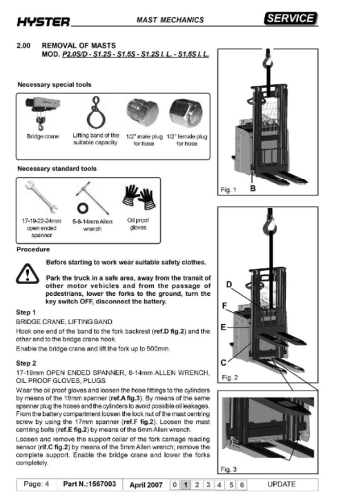 Hyster LO2.0, LO2.0L, LO2.0M Low Level Order Picker A939 Series Repair Manual - Image 2