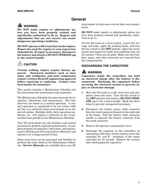 Hyster N30XMXDR3, N45XMXR3 Electric Reach Truck B264 Series Repair Manual - Image 6