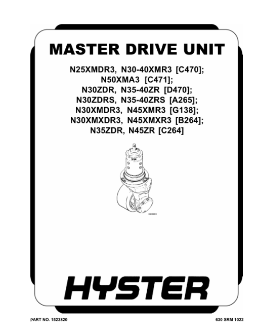 Hyster N30ZDR, N35ZR, N40ZR Electric Forklift Truck D470 Series Repair Manual