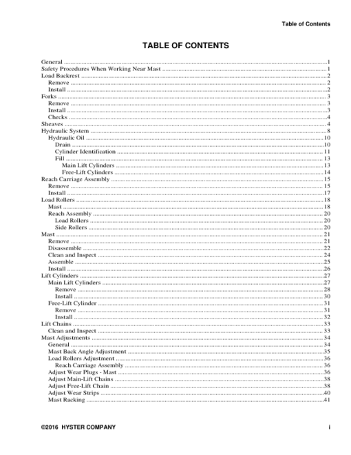 Hyster N35ZR2, N40ZR2, N30ZDR2 Reach Truck E470 Series Repair Manual - Image 3