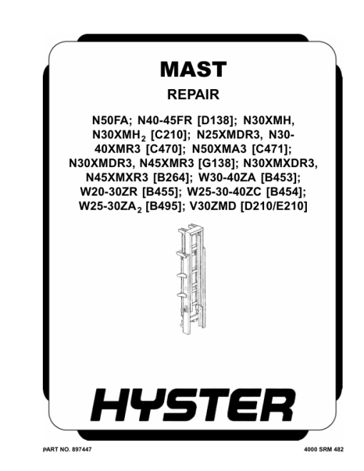 Hyster N40FR, N45FR, N50FA Electric Reach Truck D138 Series Repair Manual