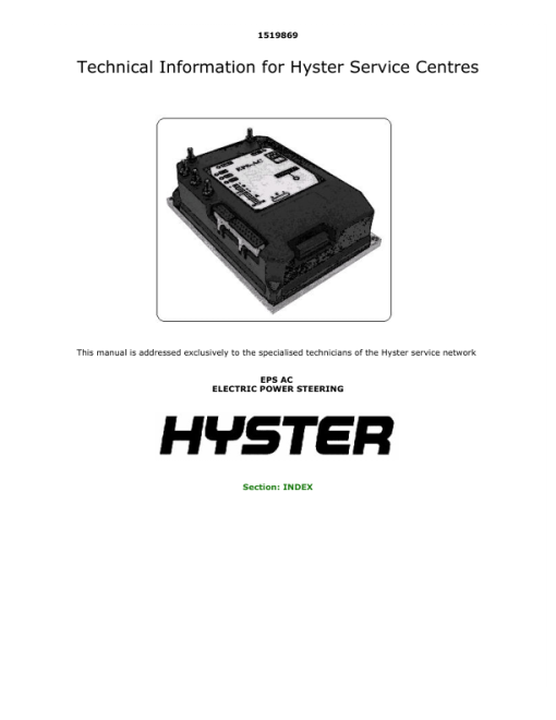 Hyster R1.4, R1.4H, R1.6, R1.6H, R1.6N, R2.0, R2.0H, R2.0W, R2.5 Forklift C435 Series Repair Manual