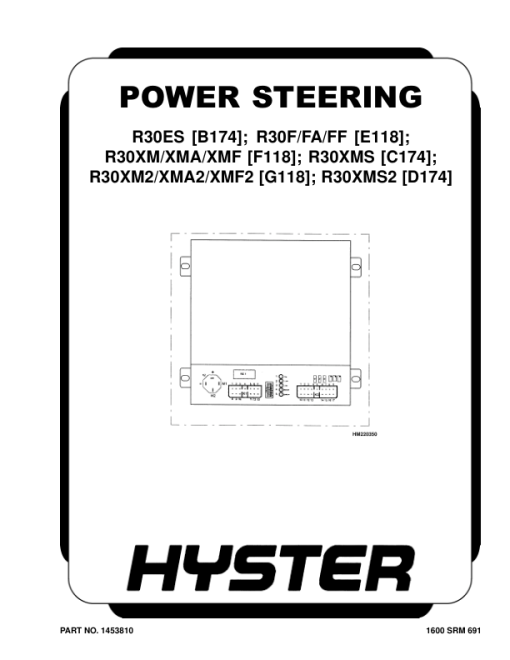 Hyster R30F, R30FA, R30FF Electric Reach Truck E118 Series Repair Manual