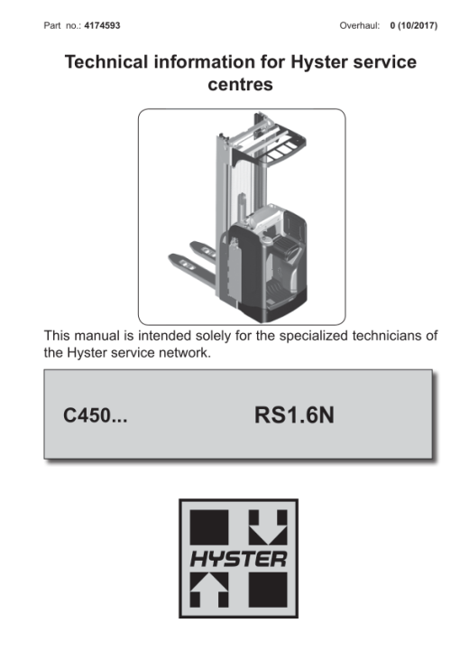 Hyster RS1.6N High Lift Stacker C450 Series Repair Manual (EU)