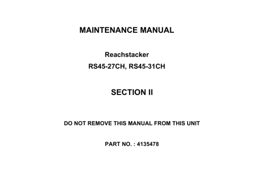 Hyster RS45-27CH, RS45-31CH Forklift Trucks B289 Series Operating And Maintenance Manual