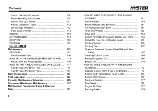 Hyster RS45-27CH , RS45-31CH Reach Stacker A289 Series Operating And Maintenance Manual - Image 3