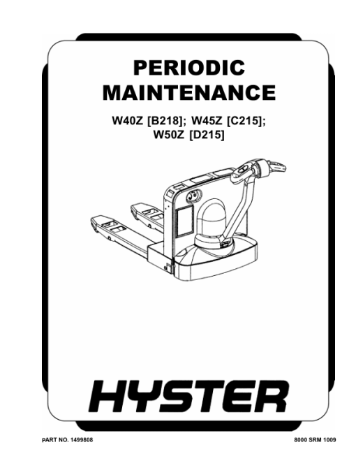 Hyster W40Z Pallet Truck B218 Series Repair Manual