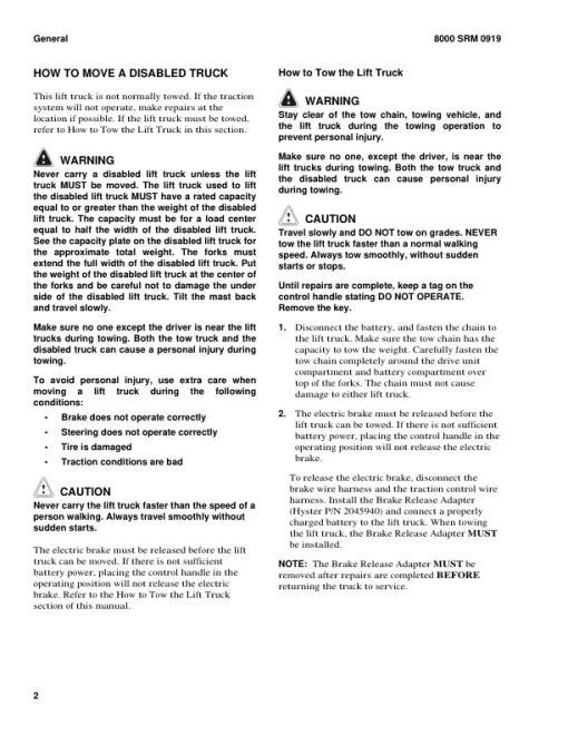 Hyster W60Z, W65Z, W80Z Pallet Truck B229 Series Repair Manual - Image 3