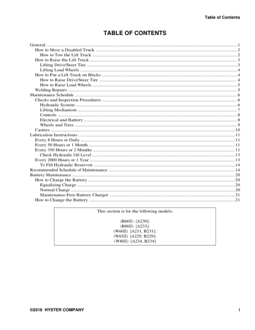 Hyster W60Z, W65Z, W80Z Pallet Truck B231 Series Repair Manual - Image 5